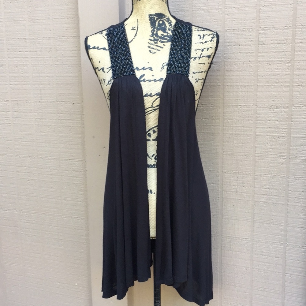 Sz L DaytripperBlack Asymmetrical Beaded Vest